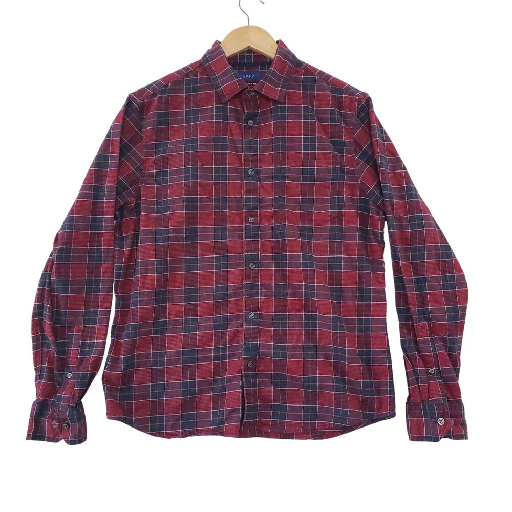 Apt. 9 Mens‎ Plaid Long Sleeve Shirt Size L Oeko Tex Normcore Casual Everyday